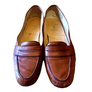 VTG Polo Ralph Lauren Penny Loafers Mens 9 Leather Full Strap Slip On Tan Italy